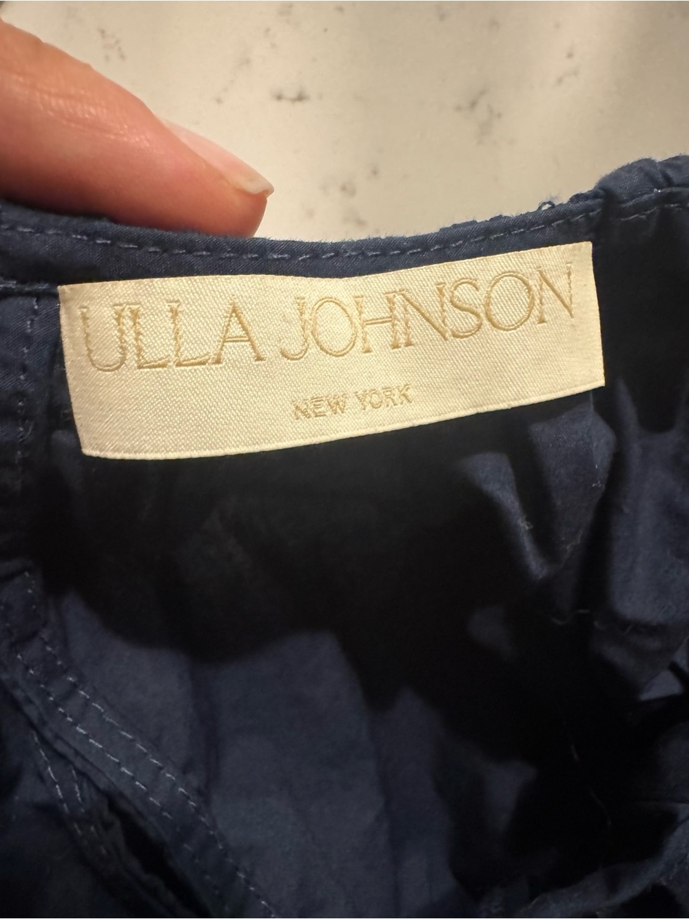 Ulla Johnson Navy Cotton Puff Sleeve Cutout Midi Dress Size 6 - Picture 3 of 9